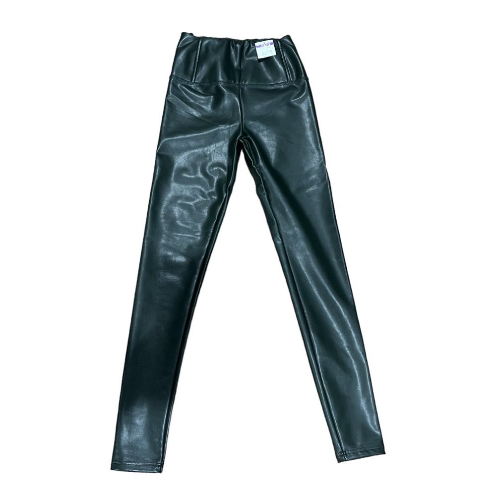 La Classe Couture Faux Leather Leggings Pants Olive/Green Size XSmall - Picture 4 of 6